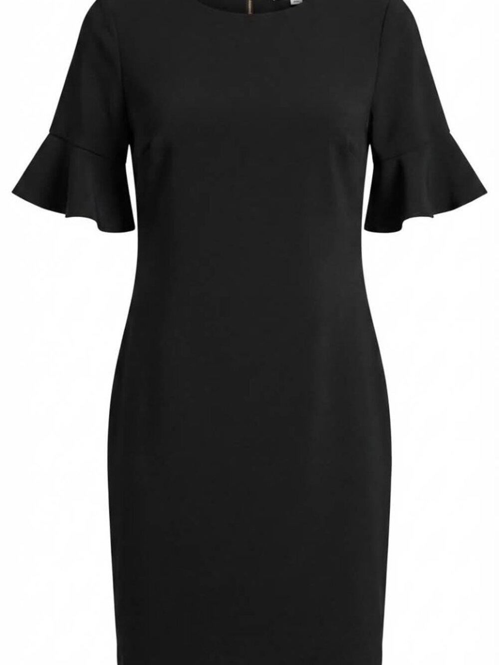 Calvin Klein Classic Black Ruffle Sleeve Sheath Dress EUC